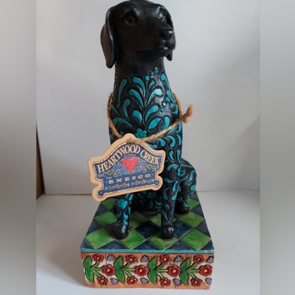 Jim Shore Heartwood Creek Black & Teal Decorative Dog Figurine Licorice - Picture 2 of 7